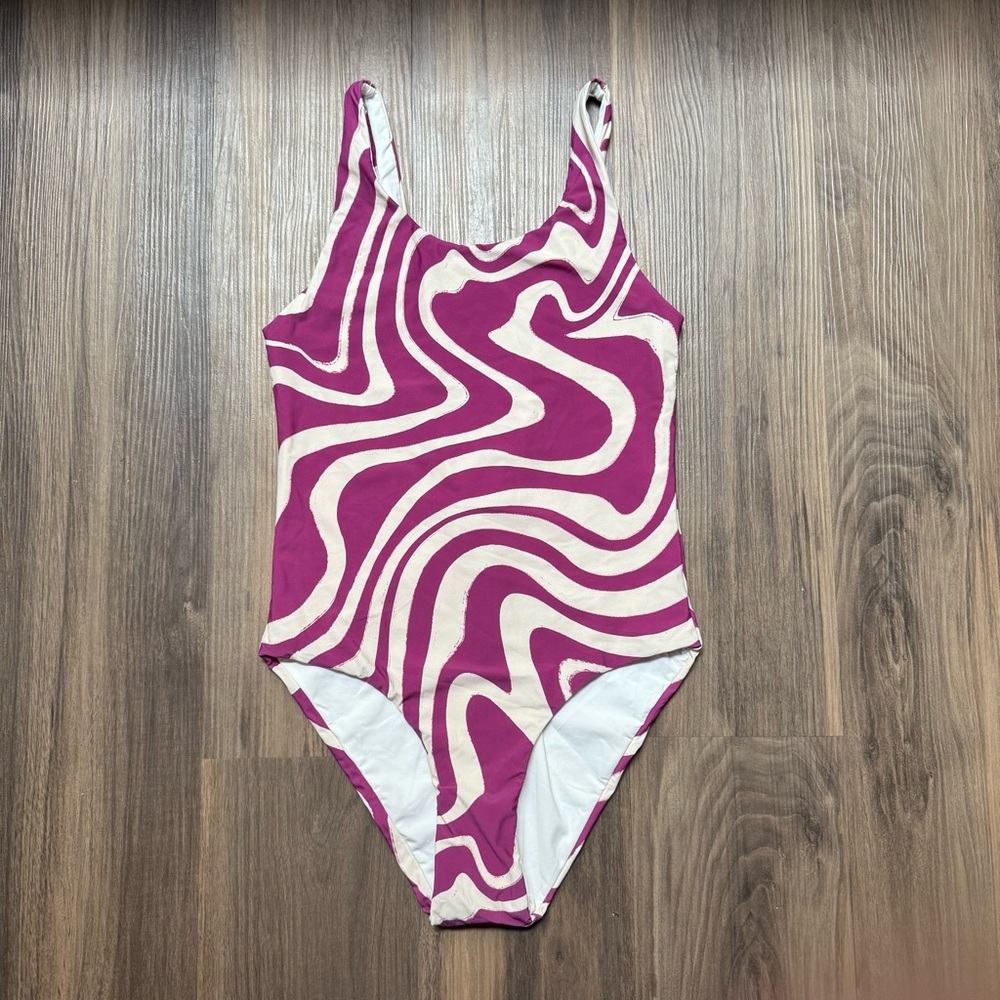 NWT Malai One Piece Swimsuit Girls 16 Purple Wavy‎ Swirl Psychedelic SPF 50+